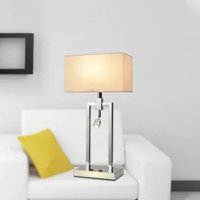 Contemporary Beige Fabric Reading Lamp with Metal Base