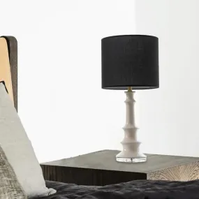 Contemporary Black Nightstand Lamp - Straight Sided Shade, Fabric, 1 Head Reading Light