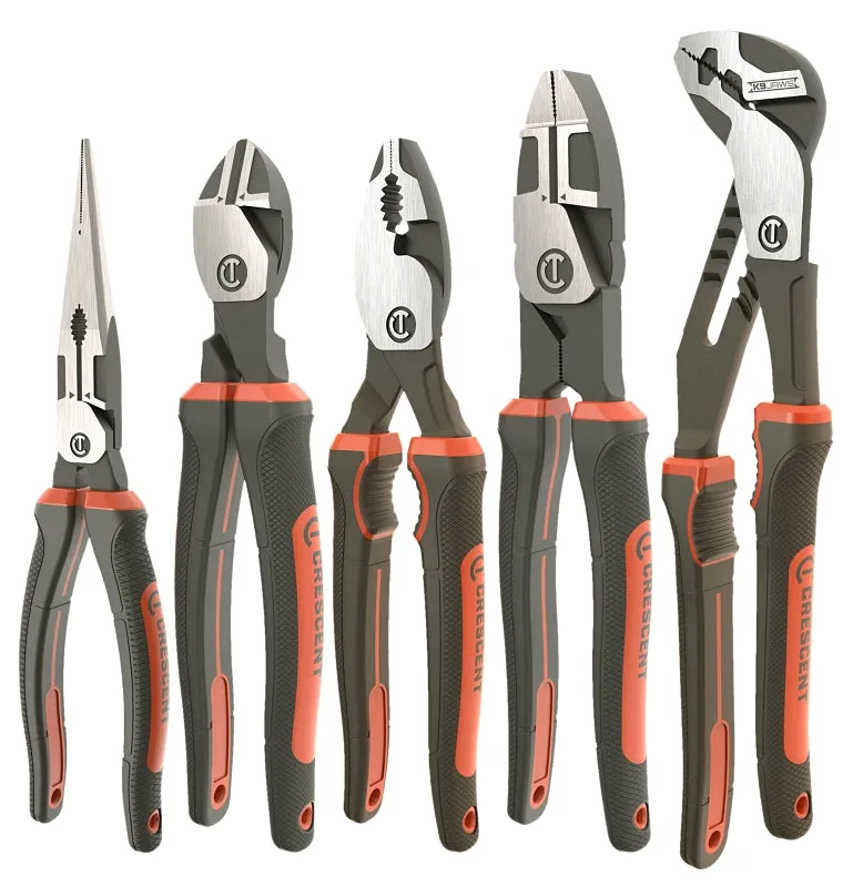 Crescent Z2 K9 Series Z2SET5CG Plier Set, 5-Piece, Alloy Steel, Black/Rawhide, Polished :SET: QUANTITY: 1