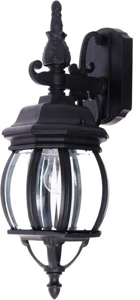 Crown Hill 1-Light Outdoor Wall Lantern in Black with Clear Glass