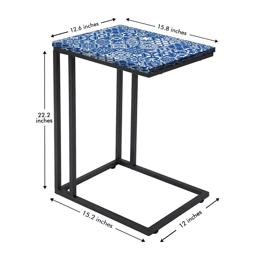 Designer C Shaped Table for Bedside Study Desk - Spanish