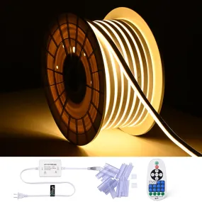 DIY 100ft Waterproof LED Neon Rope Light Warm White RF Remote