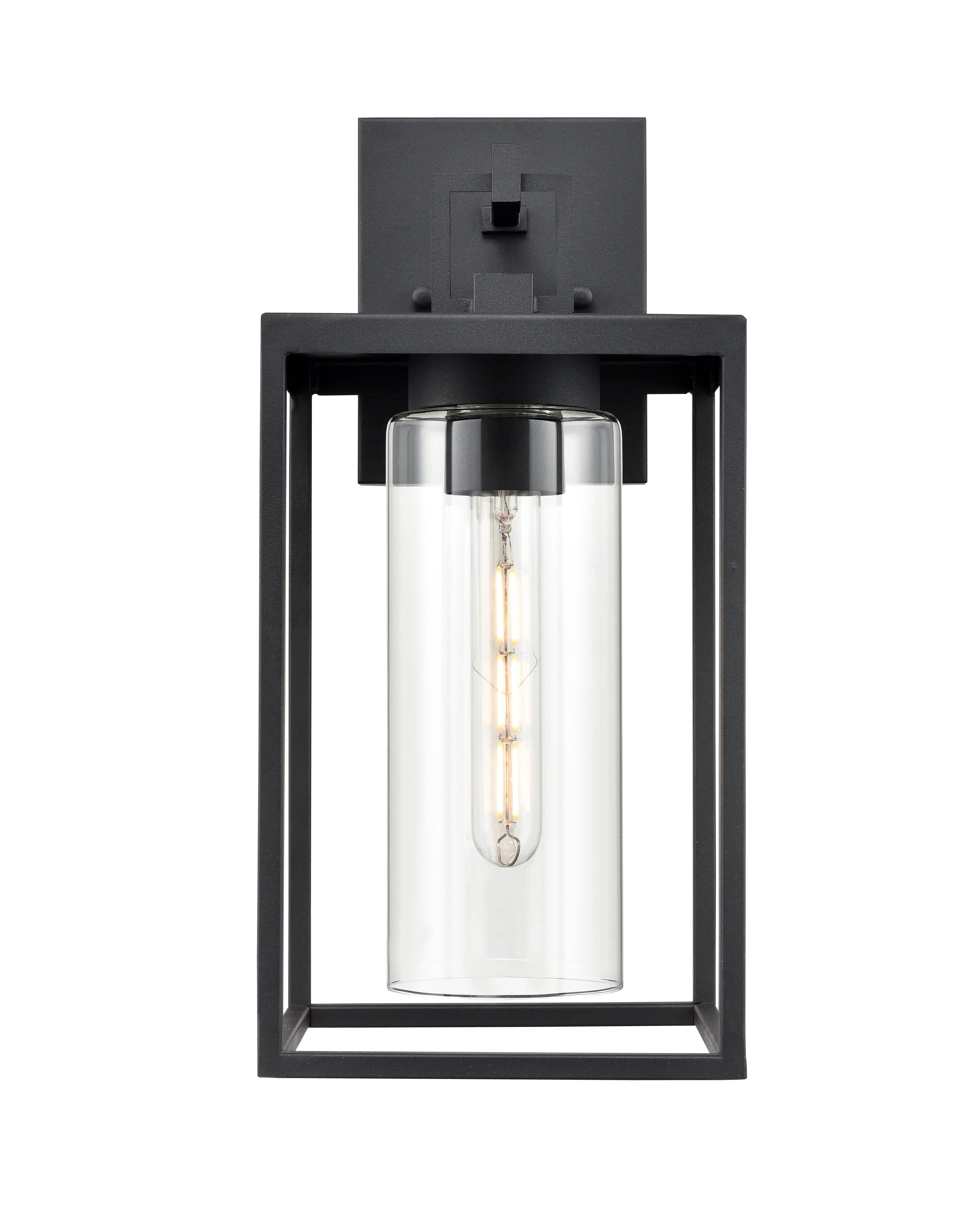 Ellway Outdoor Wall Sconce - Textured Black - Clear Glass - 8.5in. Extension - E26 Medium Base