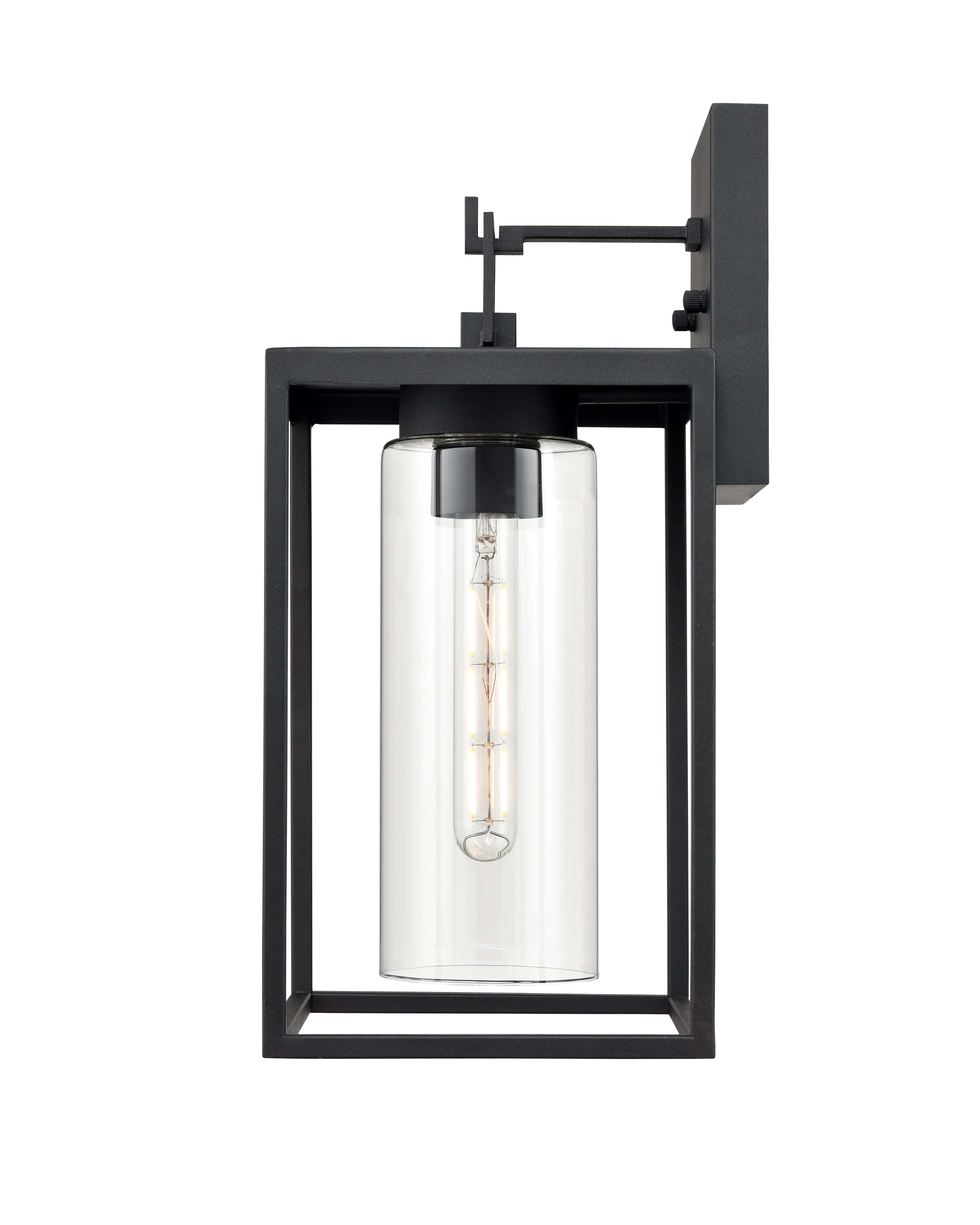 Ellway Outdoor Wall Sconce - Textured Black - Clear Glass - 8.5in. Extension - E26 Medium Base