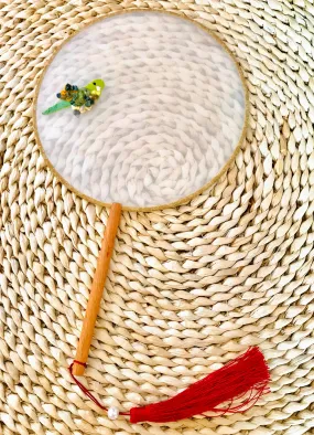 Embroidered Moon-shaped Fan