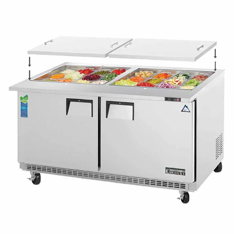 Everest - EOTPW2, Commercial 59" 24 Pan Salad Sandwich Food Prep Table Refrigerator Open Top