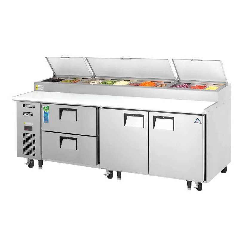 Everest - EPPR3-D2, Commercial 93" 12 Pan Pizza Prep Table with 2 Drawers