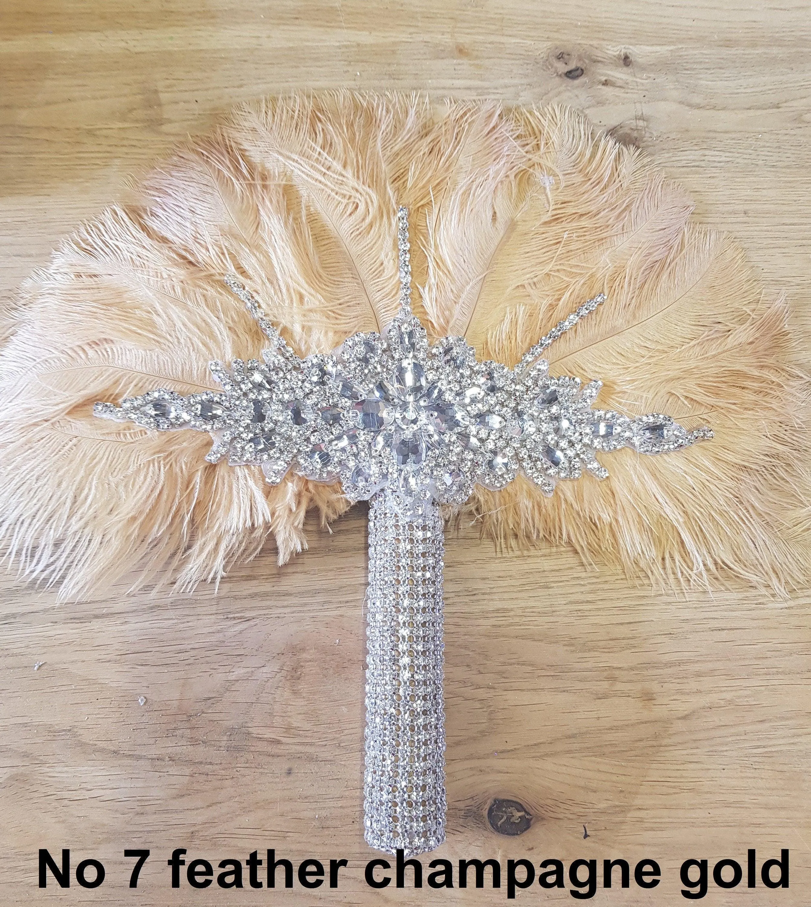 Feather Fan bouquets, 12” Set of 6 PCS Ostrich feathers,Great Gatsby wedding style 1920's - any colour as custom made by Crystal wedding uk