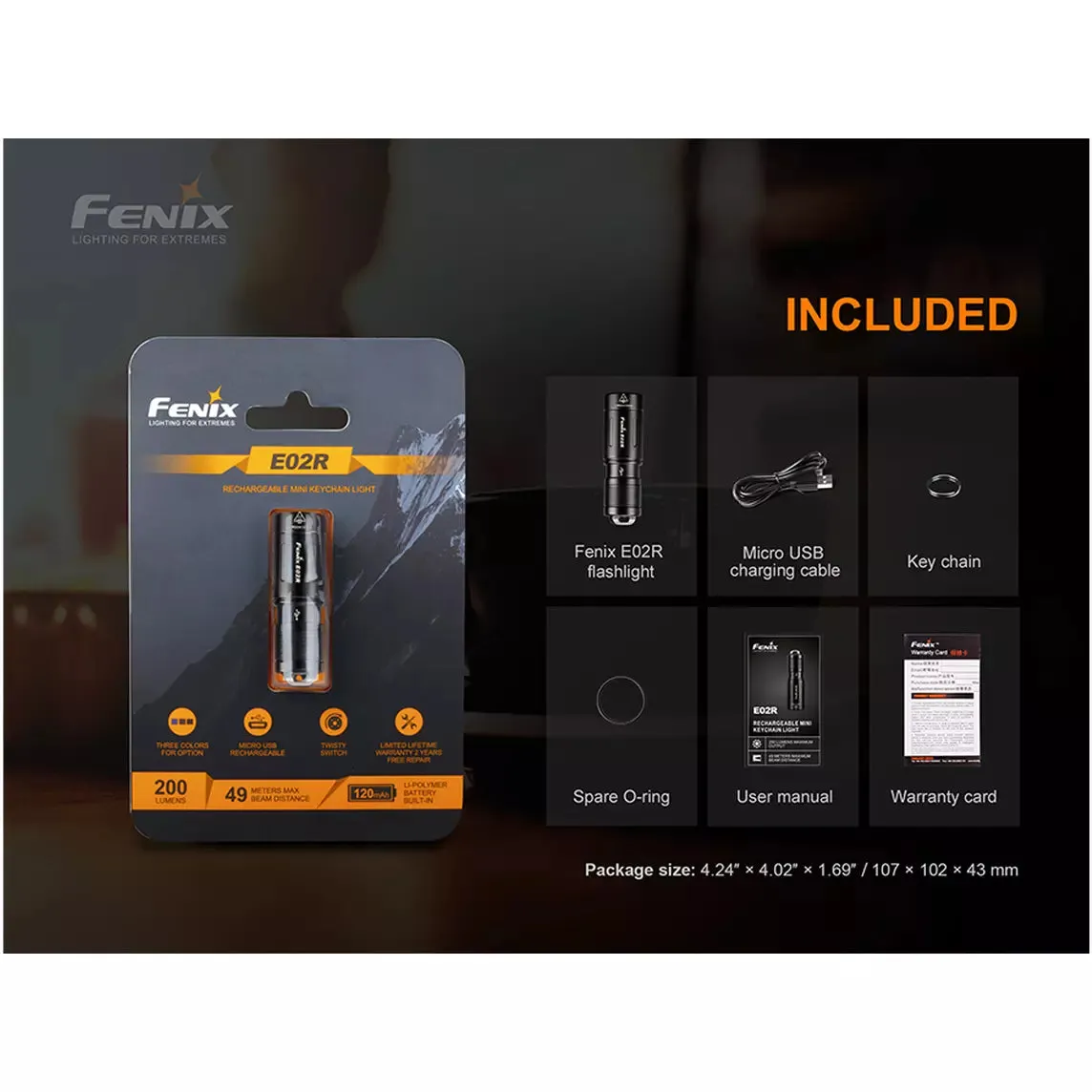 Fenix E02R Rechargeable Keychain Flashlight