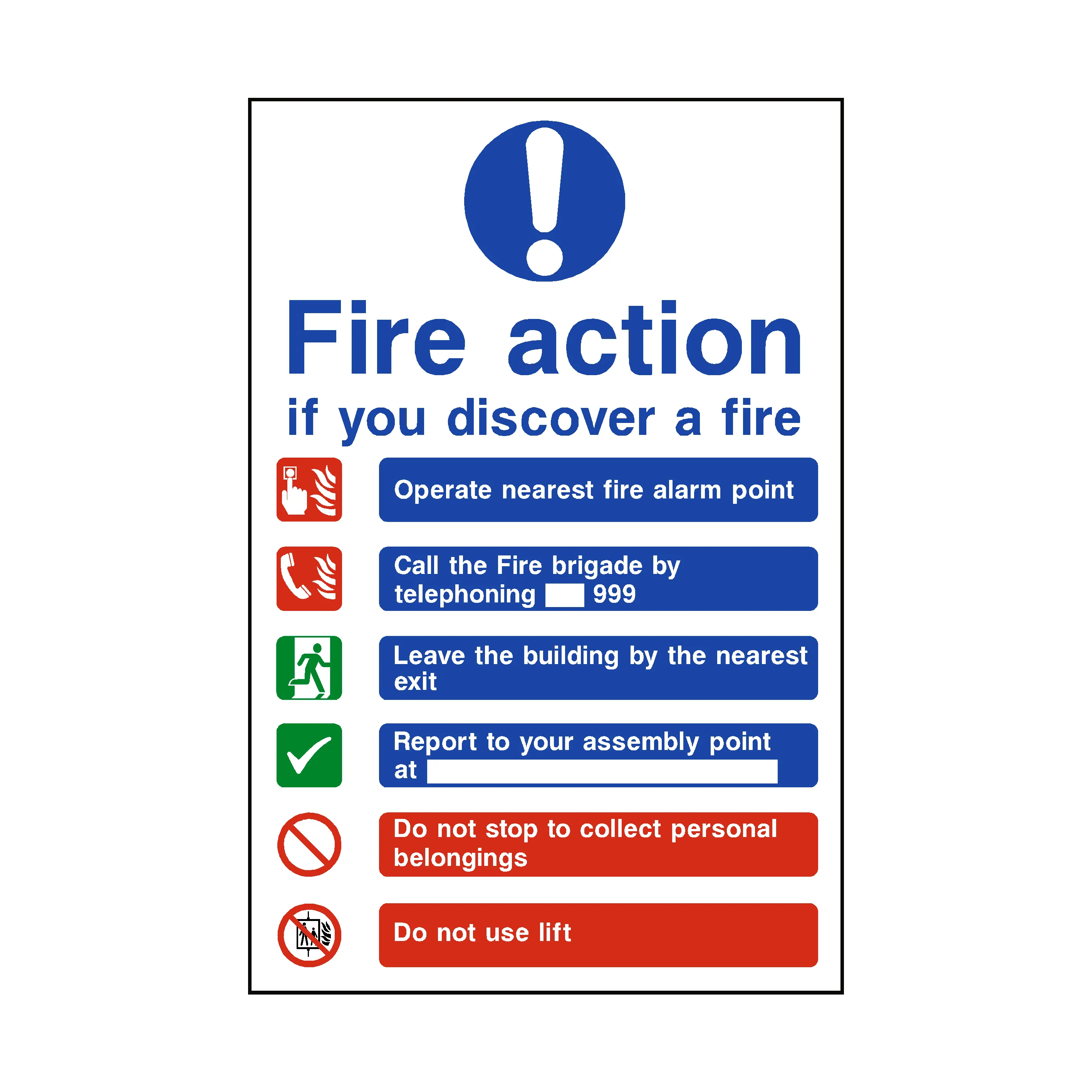 Fire Action Lift & Telephone Sticker