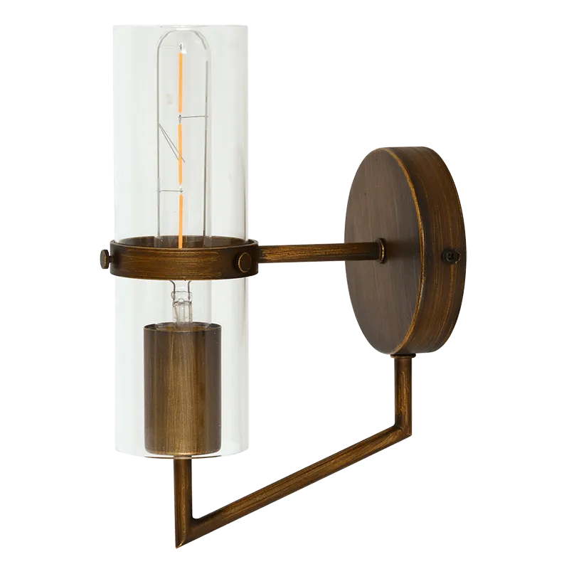 Florence 1 Light Brown/Gold Wall Light with Clear Glass