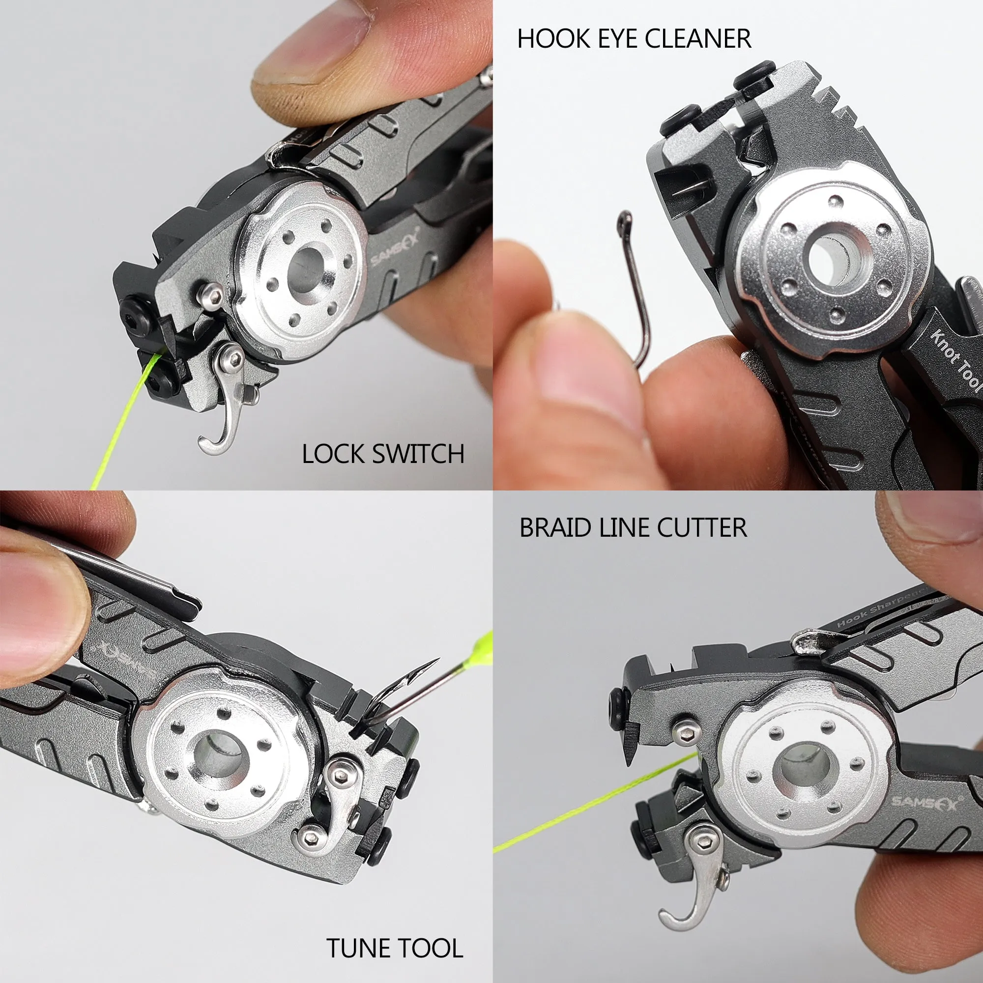 Fly Fishing Knot Tying Tool, 6 in 1 Braided Line Cutter, Hook Sharpener Tungsten Line Cutter