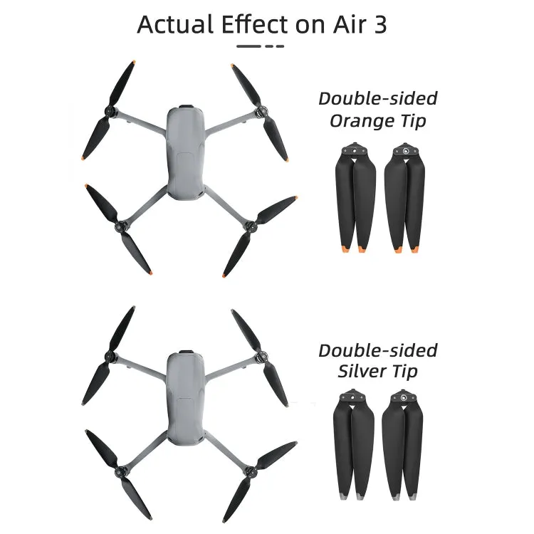 For DJI Air 3 Sunnylife 8747F Low Noise Quick-release Propellers, Style:1 Pair Silver Tip