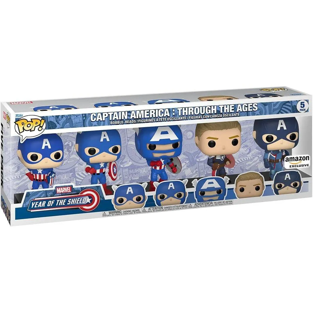 Funko Pop! Marvel Year of The Shield - Captain America Through The Ages 5 Pack, Amazon Exclusive