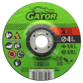 GatorBlade 9605 Cut-Off Wheel, 4 in Dia, 1/4 in Thick, 5/8 in Arbor, 24 Grit, Silicone Carbide Abrasive :EA: QUANTITY: 1