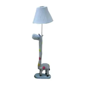 Giraffe Shaped Fabric Floor Lamp for Bedroom - Animal Design with Tapered Shade and 1 Light