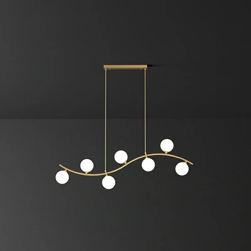 Gold Milk Ball Glass Pendant Lighting for Minimalist Dining Room Island