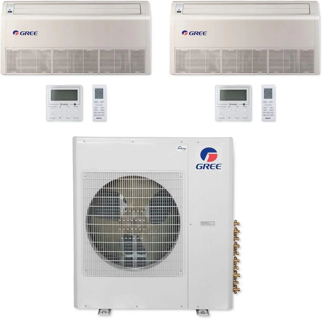 GREE Multi Gen2 Series 30,000 BTU 2-Zone Universal Floor/Ceiling 18K 18K Ductless Mini-Split System