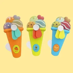 Hand Pressure Mini Fan Fruit Shape Cute Squeeze Toys/Cool Summer Fan/Battery/Kids Fan Toys/Fan Without(Multi Color) (ice Cream Fan 1)