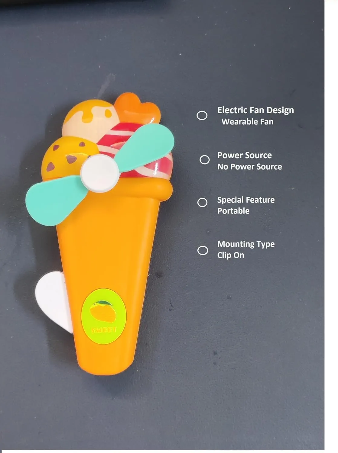 Hand Pressure Mini Fan Fruit Shape Cute Squeeze Toys/Cool Summer Fan/Battery/Kids Fan Toys/Fan Without(Multi Color) (ice Cream Fan 1)