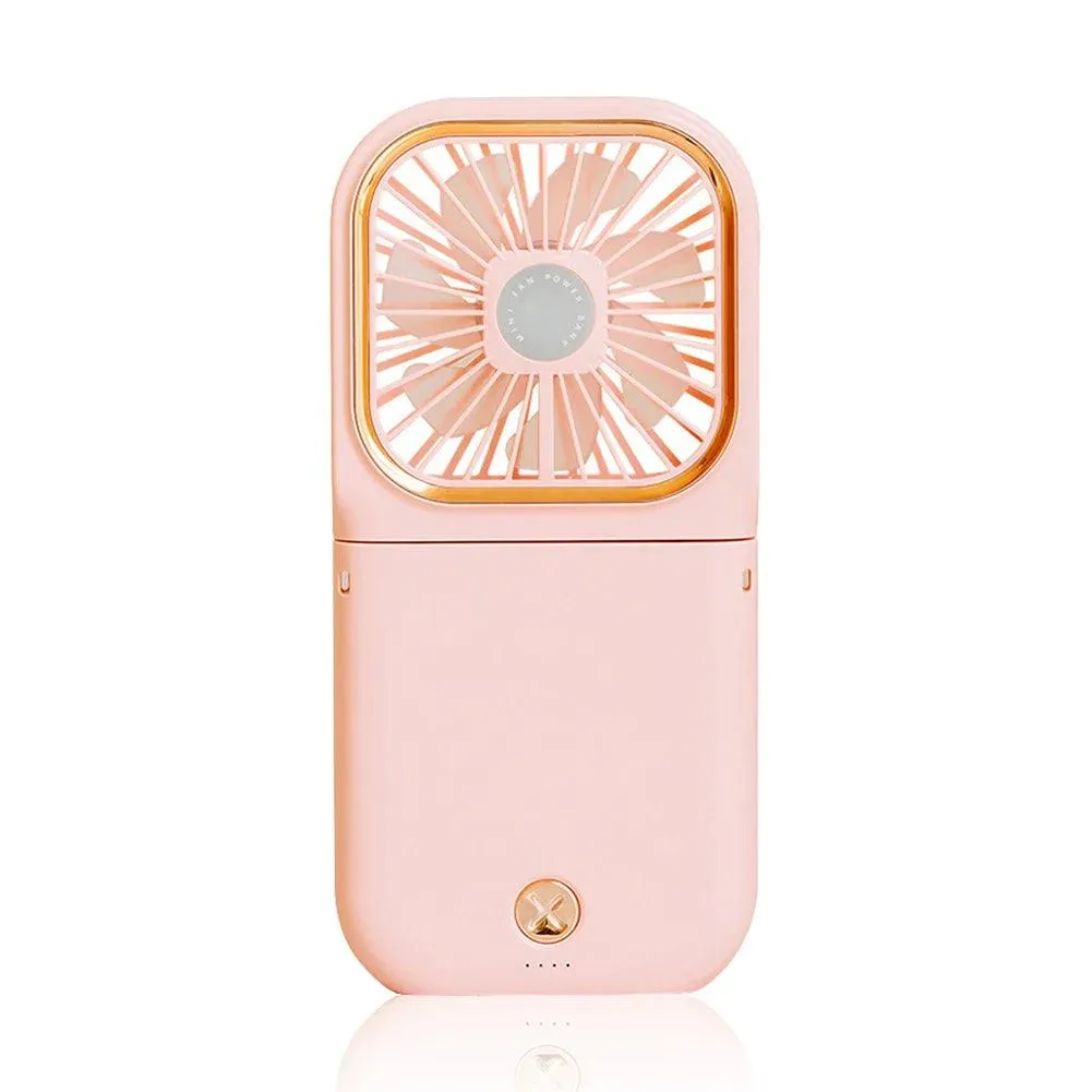 Hanging Neck Fans Mini Portable Folding Desktop Fan 3000mAh USB Power Bank Portable Handheld Outdoor Quiet Multi Function Fan