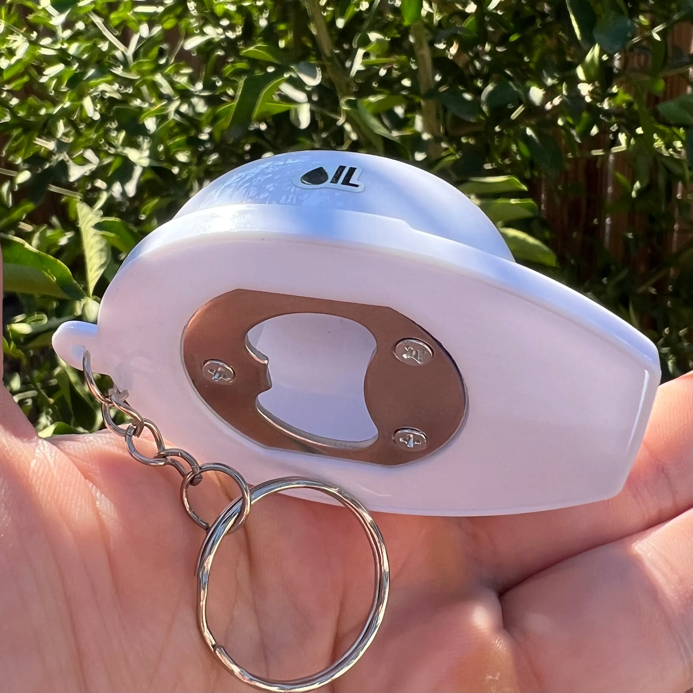 Hard Hat flashlight/ bottle opener/ keychain White. Oilfield