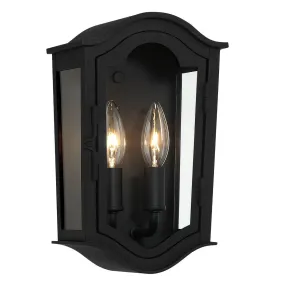 Houghton Hall 11 in. 2 Lights Outdoor Wall Lantern Black Finish