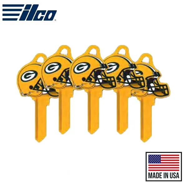 Ilco - NFL TeamKeys - Helmet Edition - Key Blank - Green Bay Packers - KW1 (5 Pack)