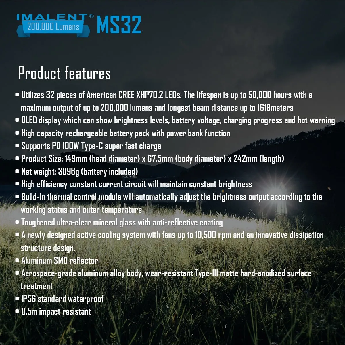 IMALENT MS32 Brightest Flashlight