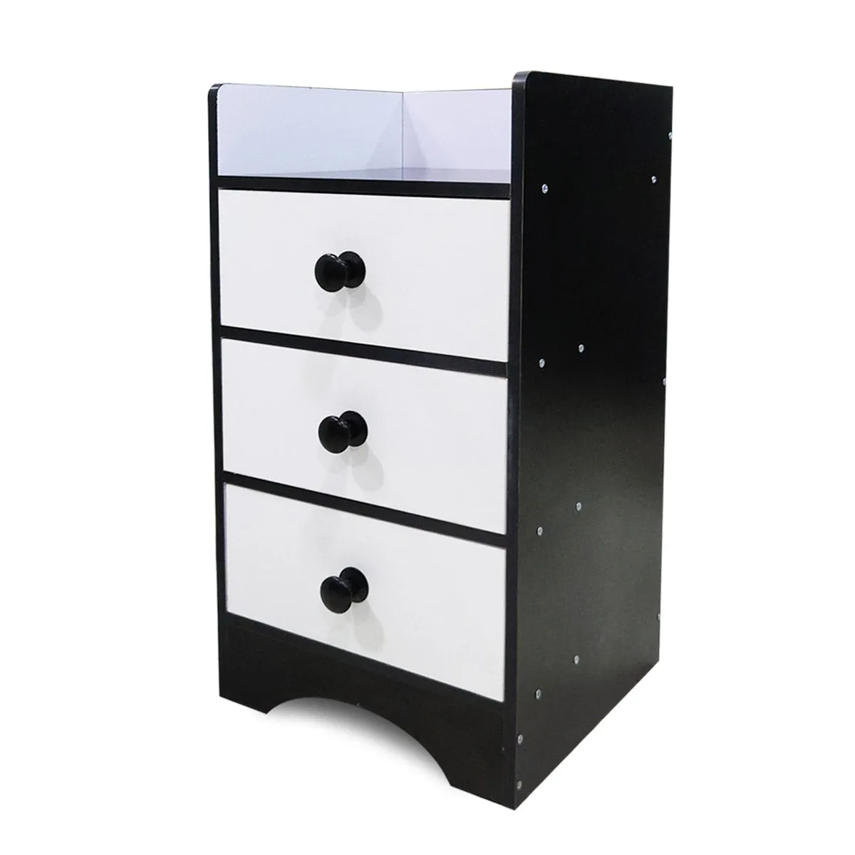 Kawachi Modern Home Bedroom Bedside Table Storage Cabinet with 3 Drawers KW23-Black