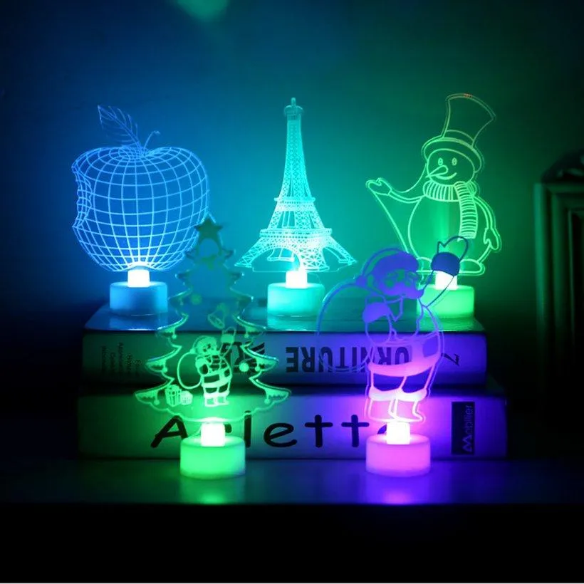 KLSG 3D Night Light Led Stereo Table Lamp Christmas Bedroom Creative Birthday Gift