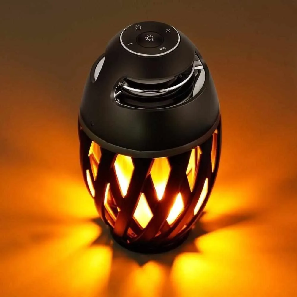 LED Flame Atmosphere Table Lamp Bluetooth Speaker - Portable Night Lights Touch Control