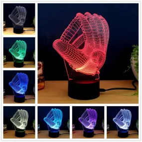 LED Night Light Lamp 3D Baseball Glove Bedroom Lighting Decoration Rugby Gloves Nightlight