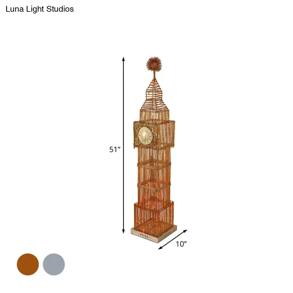 LED Standing Floor Light - Traditional Clock Tower Aluminum Floor Lamp in Silver/Gold for Living Room