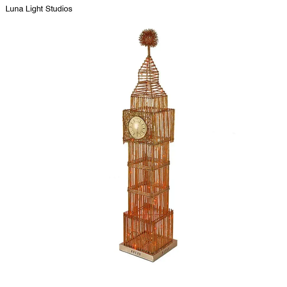 LED Standing Floor Light - Traditional Clock Tower Aluminum Floor Lamp in Silver/Gold for Living Room