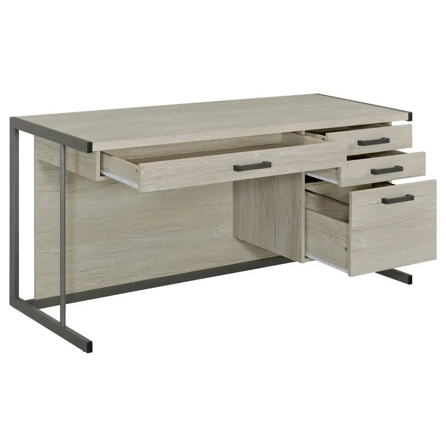 Loomis - 4-Drawer Computer Desk - Whitewashed Gray