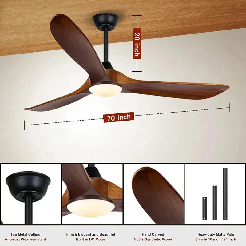 Lux Waterproof Modern Patio Hanging Ceiling Fan with Light