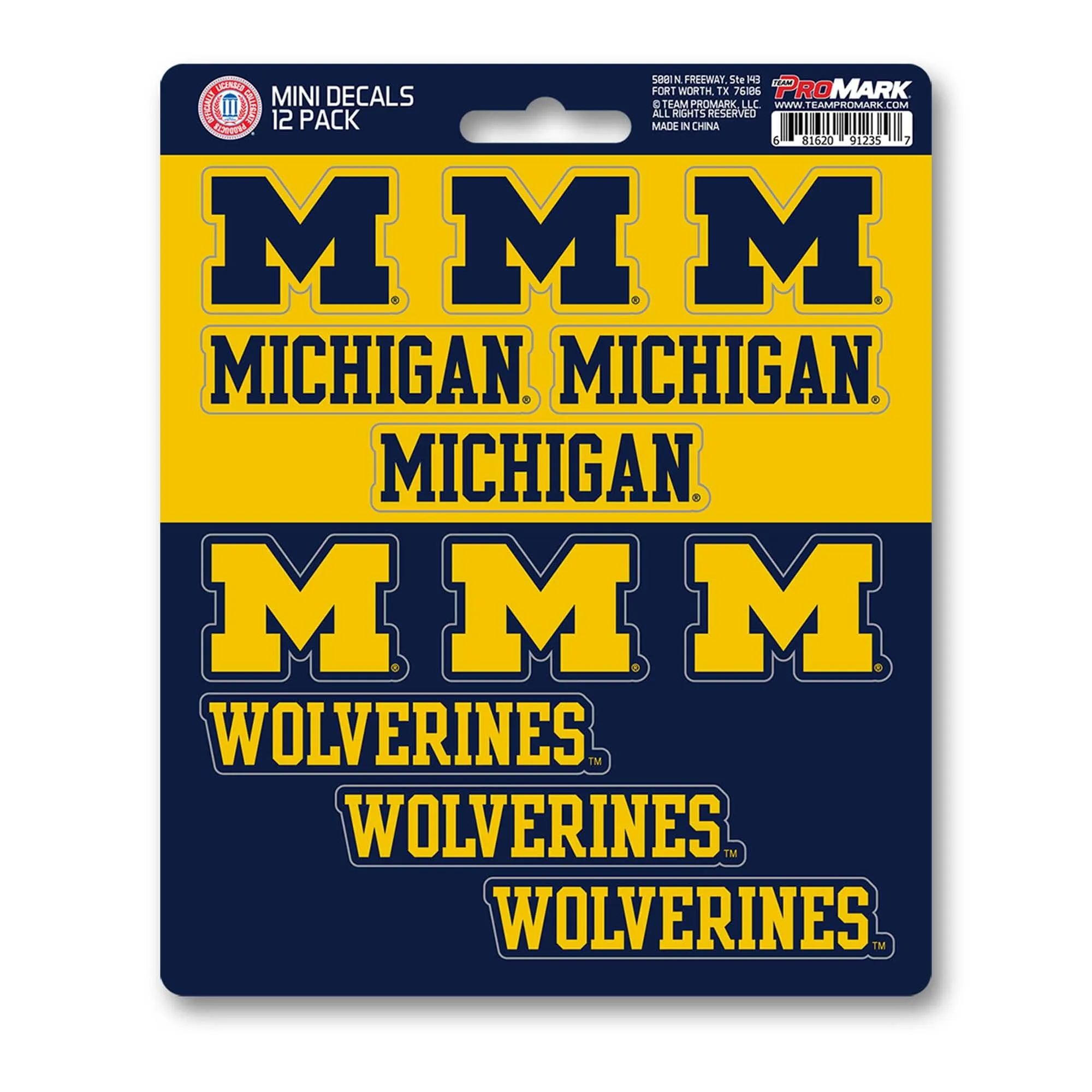 Michigan Wolverines 12 Count Mini Decal Sticker Pack