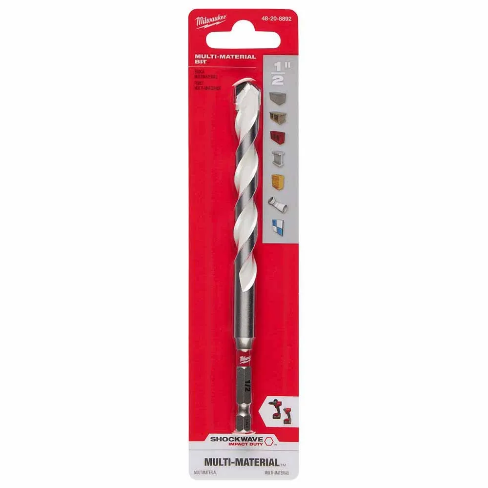 Milwaukee 48-20-8892 1/2" x 4" x 6" SHOCKWAVE Impact Duty Carbide Multi-Material Drill Bit