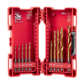 Milwaukee  48-89-4633 10 Piece Titanium Shockwave Red Helix Bit Set