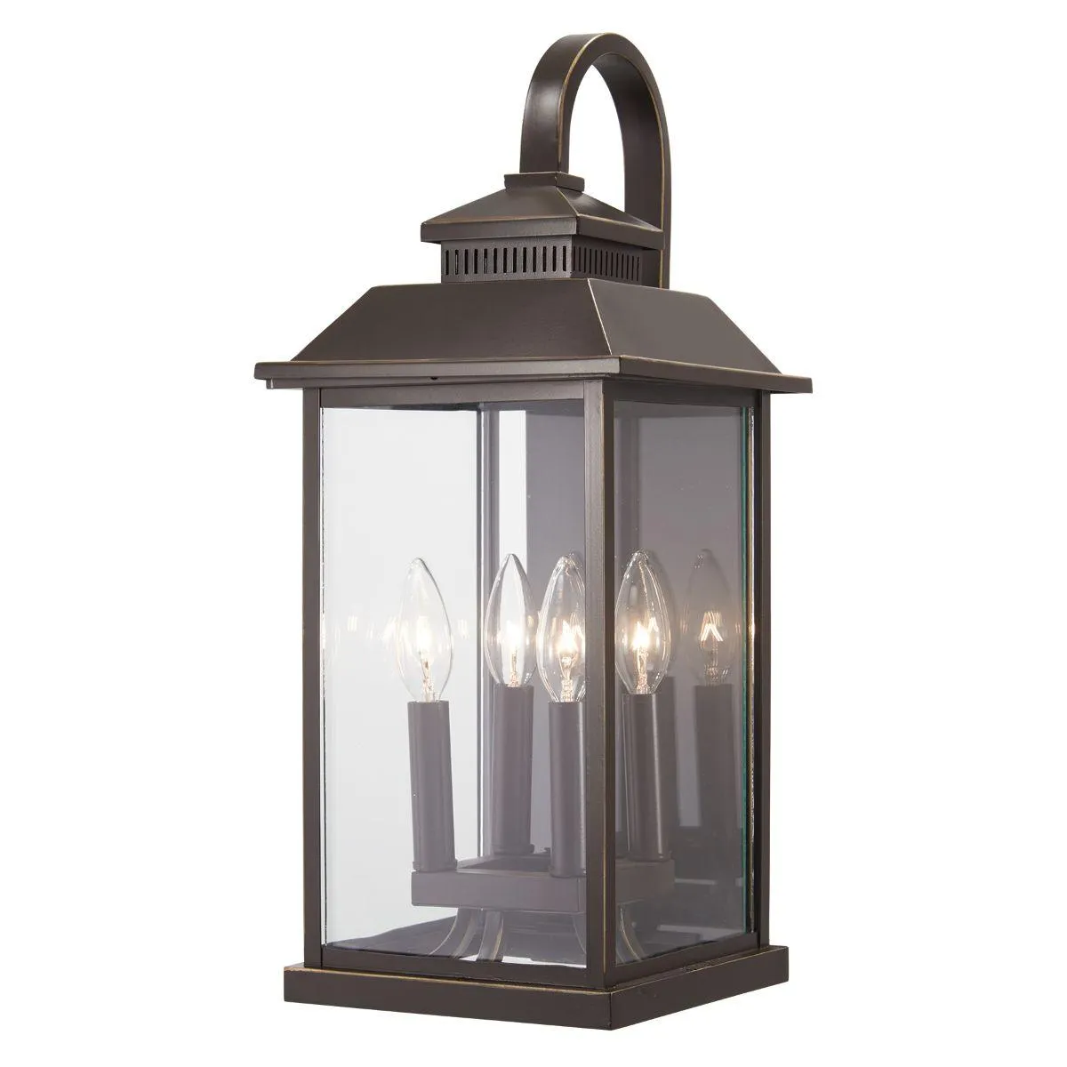 Miner's Lof 21 in. 4 Lights Outdoor Wall Lantern Oil Rubbed Bronze & Gold Finish