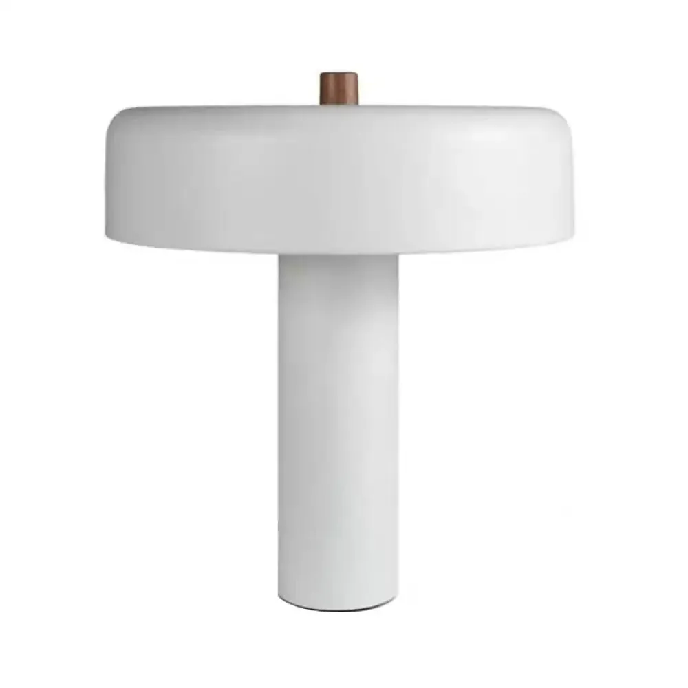 Minimalist Round Table Lamp with Metallic Shade for Bedroom Nightstands