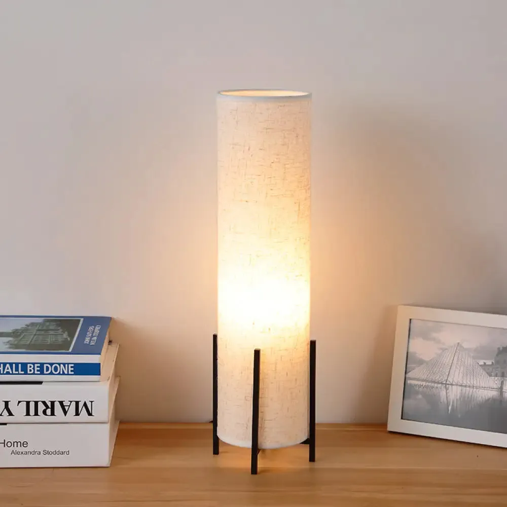 Minimalist Tubular Fabric Nightstand Light - Beige, 1-Light Reading Lamp