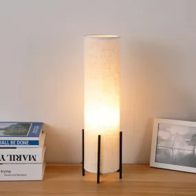 Minimalist Tubular Fabric Nightstand Light - Beige, 1-Light Reading Lamp