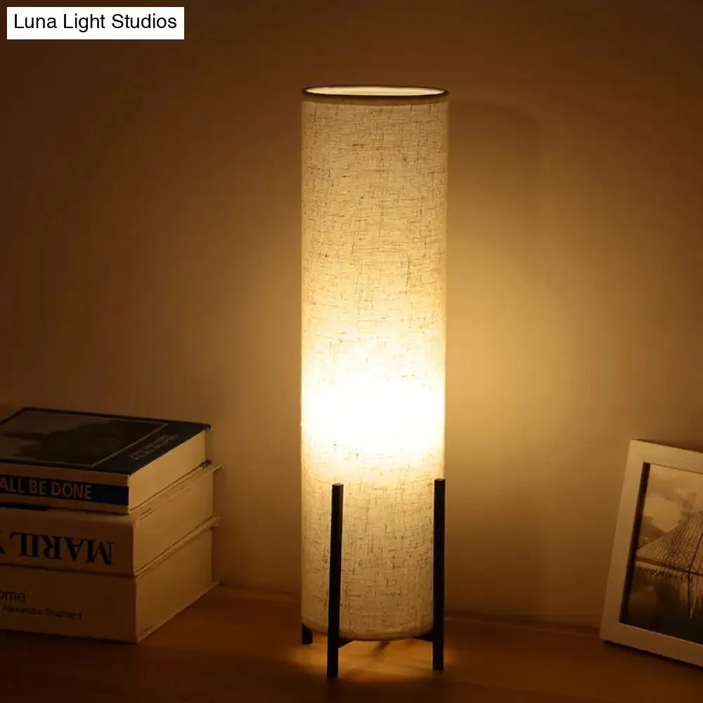 Minimalist Tubular Fabric Nightstand Light - Beige, 1-Light Reading Lamp