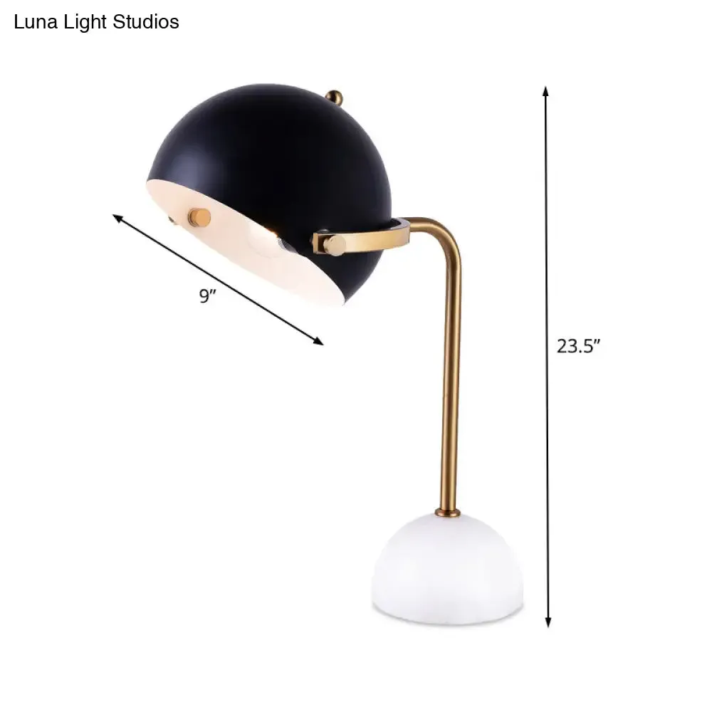 Modern Dome Task Lighting: Metal 1 Head Black Book Light with Curved Arm