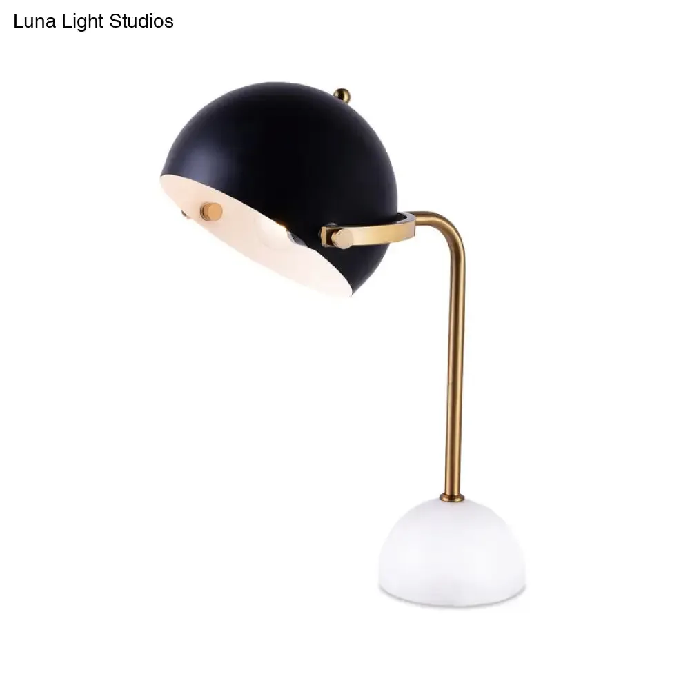 Modern Dome Task Lighting: Metal 1 Head Black Book Light with Curved Arm