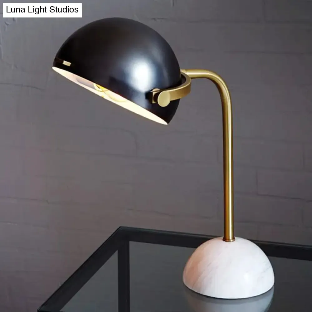 Modern Dome Task Lighting: Metal 1 Head Black Book Light with Curved Arm