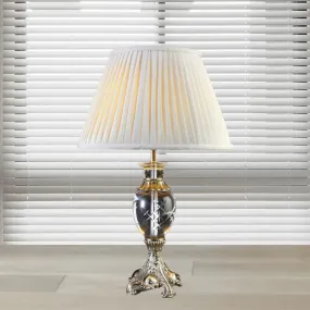 Modern Grey Living Room Desk Lamp with Pleated Fabric Shade