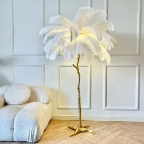 Modern LED Floor Lamp with Ostrich Feather Design